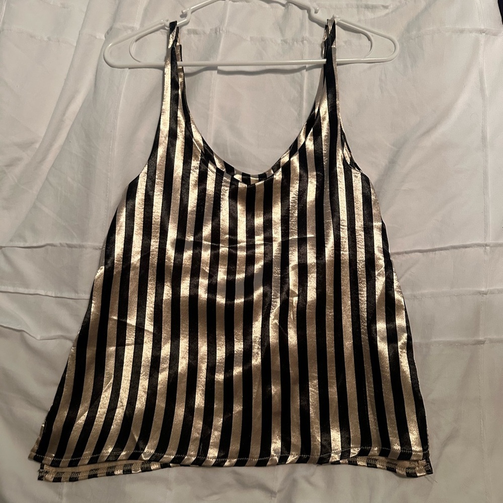 Gold and Black Striped Women's Top